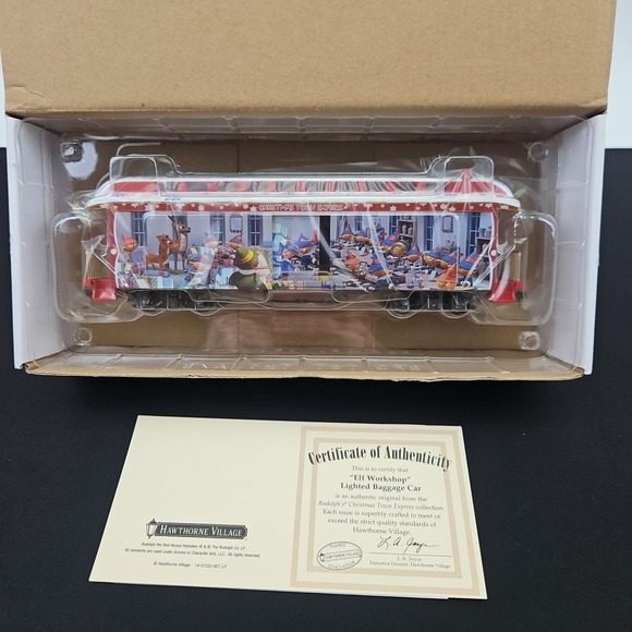 Hawthorne Village Rudolph Christmas Train Elf Workshop Lighted Baggage Car - Picture 1 of 6